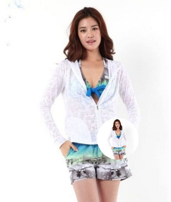 쿠기 여자 래쉬가드 심플 세트 4p 서핑수영복, 90(L)