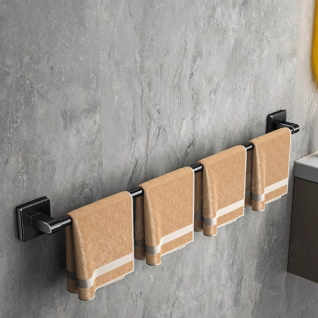 ErrifY 강력한 무타공 접착식 욕실 화장실 수건걸이, 다크블랙, 1개