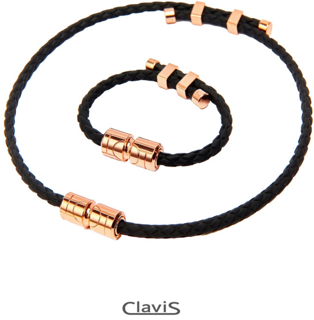 세트 클라비스 비타 건강팔찌 목걸이 세트 근육통 완화 의료기기, 블랙, 로즈골드, 1개