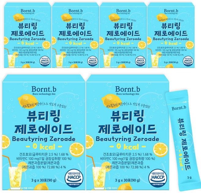 본트비 뷰티링 레몬맛 제로 에이드 분말, 3g, 30개입, 6개