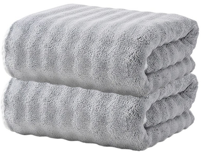 Craftsy 가정용 극세사 호텔 대형 수건 바스타올 비치타올 고흡수력 샤워타올 목욕타월 수건, 2개, 연회색