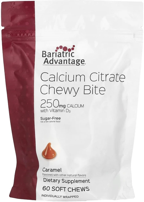 Bariatric Advantage 구연산 칼슘 츄이 바이트 설탕 무함유 캐러멜 맛 소프트 츄 60개, Bariatric Advantage 구연산 ..., 1개, 60정 - 쿠팡