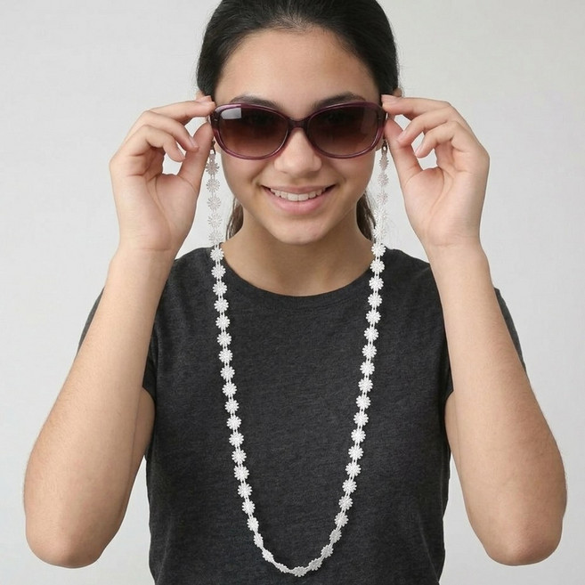 코지24 국산 핸드메이드 안경줄 마스크줄 겸용 패션 돋보기 스트랩 레이스 플라워