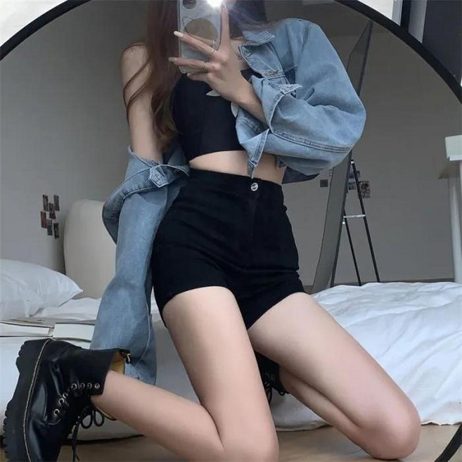 女款高腰緊身熱褲 歐美辣妹風 顯瘦超短褲