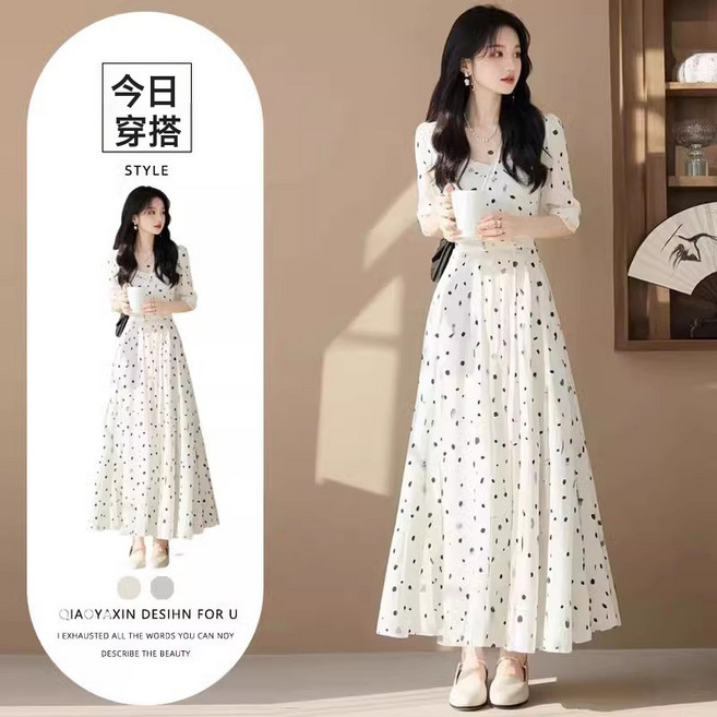 DIU 白色連衣裙春季新款女裝白月光法式氣質顯瘦冷淡系獨特別緻裙子, 3XL【建議146-160斤】