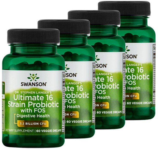 Swanson 斯旺森 16種益生菌+FOS 32億CFU素食膠囊, 60顆, 4罐