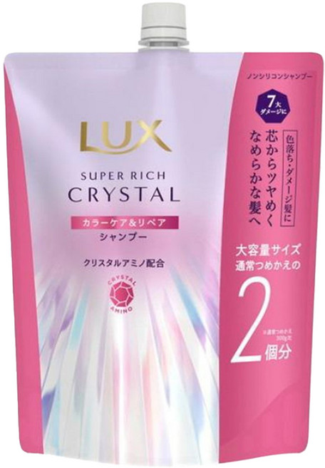 LUX 麗仕 超級豐潤水晶色彩護理&修護洗髮乳 補充包, 600g, 1個