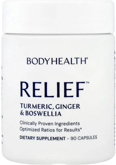바디헬스 릴리프 강황 터메릭 커큐민 생강 진저 보스웰리아 90캡슐 BodyHealth Relief Turmeric Ginger Boswellia 90 Capsules, 바디헬스 릴리프 강황 터메릭 커큐민 생강 진저 보스웰리, 1개, 90정 - 쿠팡