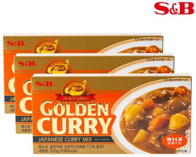 에스비 골든카레 순한맛 220g x 3개입, 없음