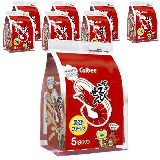 Calbee 卡樂比 卡樂先生蝦風味餅乾 5包入, 8袋, 130g