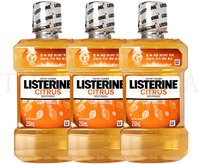 리스테린 내추럴 시트러스 구강쳥걸제, 250ml, 3개