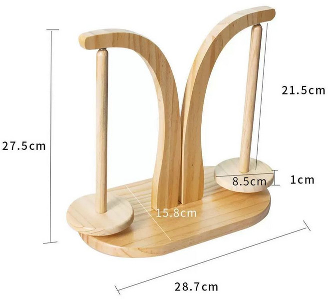 우드 뜨개실 홀더 걸이 너도밤나무 회전 헤어라인 실패꽂이 축 스탠드 공예용, 1개, D.원형디스크이중축투명코팅갈색상자포장