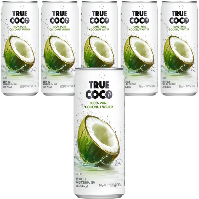 클룹 트루코코 퓨어 코코넛워터, 330ml, 6개