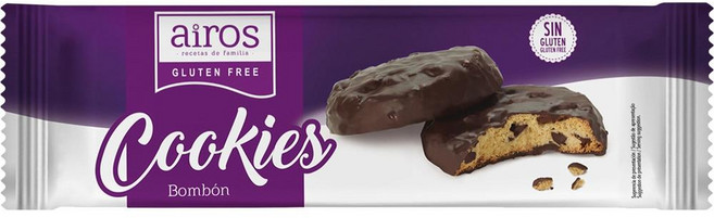스페인 에어로스 AIROS chocolate-coated cookies 글루텐프리 초콜릿 코팅 봉봉 초코칩 쿠키, 5개, 230g