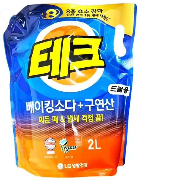 엘지생활건강 테크 특유취제거 액체세제 드럼용 2L, 1개