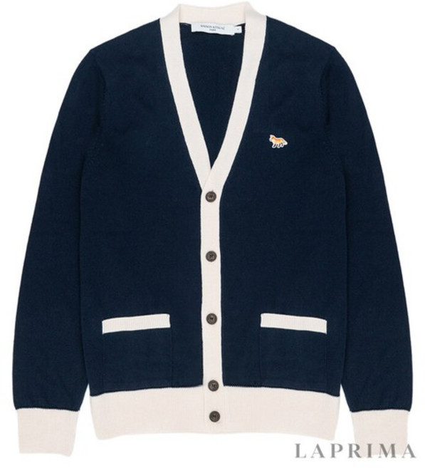 [명품][명품]라프리마 메종키츠네 베이비 폭스 패치 바이컬러 가디건 HU00542