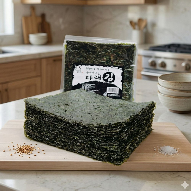 해안초 무가미 구운파래김 80장 간장에찍어먹는 김 진공포장, 120g, 1개