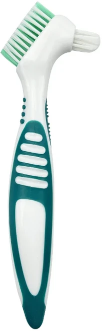 4Pcs 컬러 치열 교정 틀니 양면 청소 칫솔 고무 미끄럼 방지 핸들 리테이너 Descaling Brush, 05 4Pcs Green