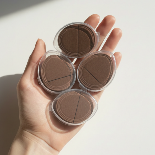 고운하움 개별케이스 아기궁둥이 미니 핑거 쿠션퍼프, 4개, 브라운스킨