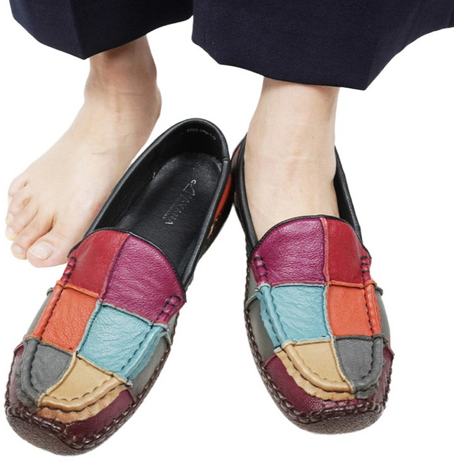 색동 소가죽 컴포트화 우아소 여성 단화 로퍼 1703