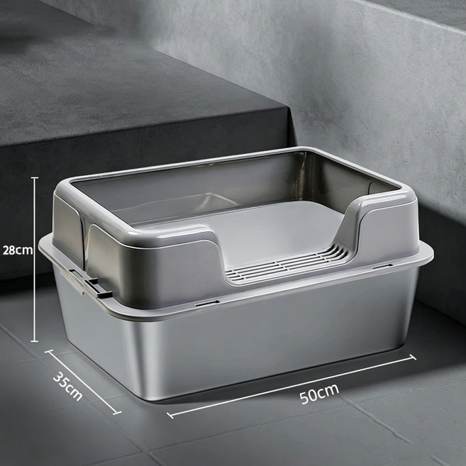 스테인리스 고양이 화장실 반밀폐형, 1개, 회색