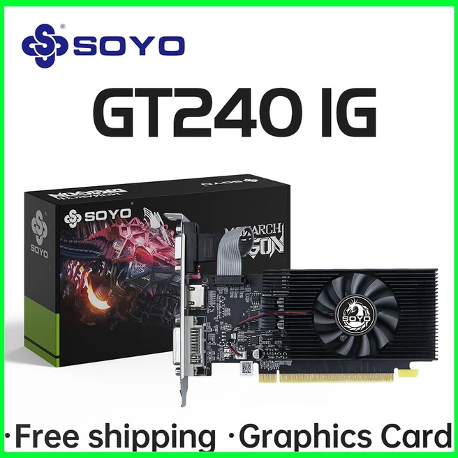 SOYO NVIDIA GPU GT 240 1G 하프 높이 그래픽 카드 DDR3 128Bit 40nm 게임용 비디오 카드 데스크탑 컴퓨터 구성 요소 GT240 - 쿠팡