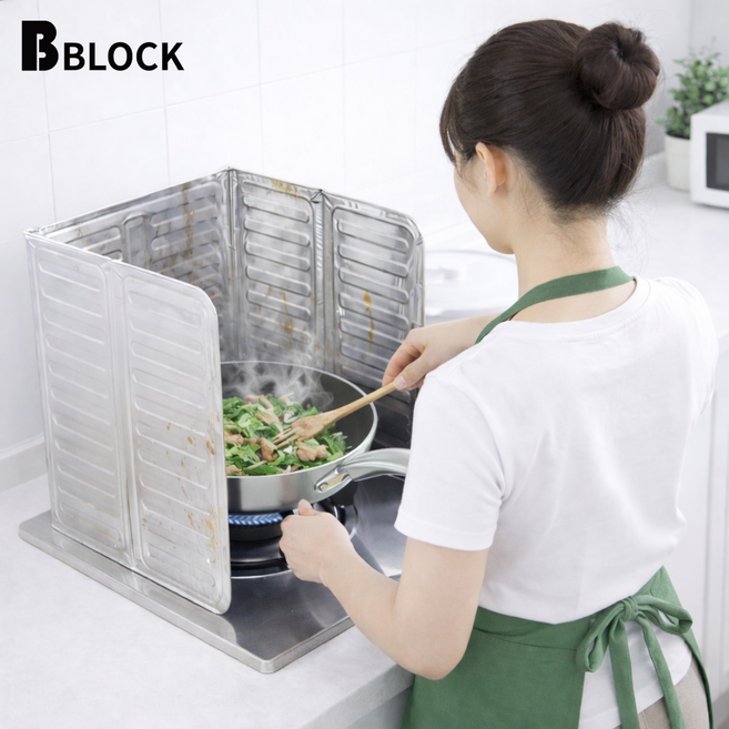 [비블럭] 비블럭 가스레인지 가림막 접이식 주방 기름튐 오염 방지 가스렌지 가드 캠핑 바람 막이, 8개