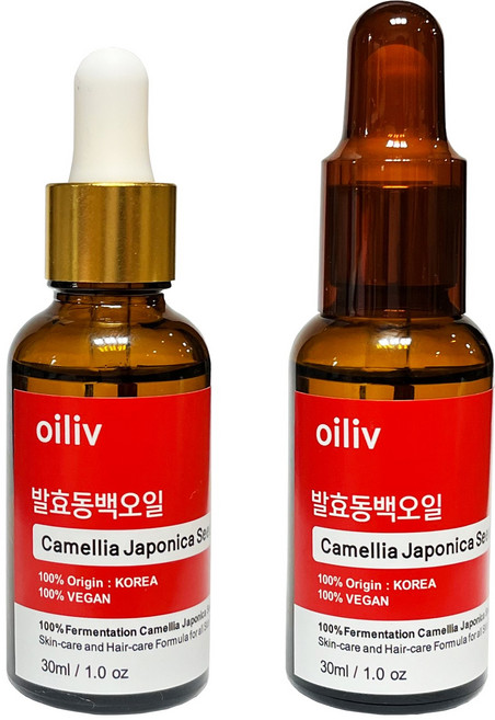 오일리브 국내산 발효동백오일 원액 100% 보습오일 (1+1 특별행사) 30ml+30ml, 2개, 30ml