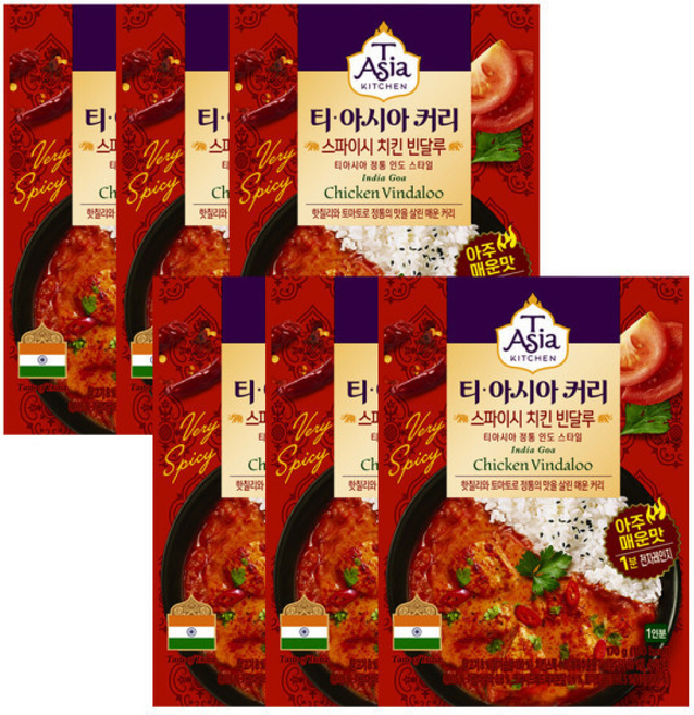 티아시아 스파이시 치킨 빈달루커리, 170g, 6개