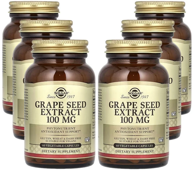 솔가 포도씨 추출물 100mg 베지캡슐 60정, 6개 - 쿠팡