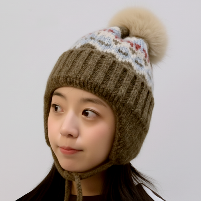 위드올리비아 겨울 방한 털 방울 귀달이모자