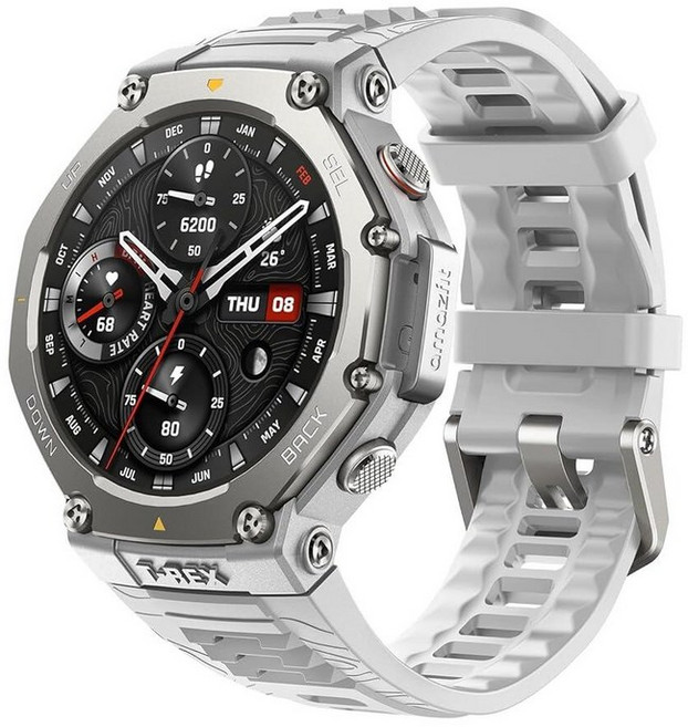 Amazfit TRex 3 견고한/밀리터리 스마트 워치 48mm GPS 프라이버시 포함 오프라인 지도 긴 배터리 수명 100.9m328피트 방수 170가지 피트니스/스포츠 모드, Haze Gray