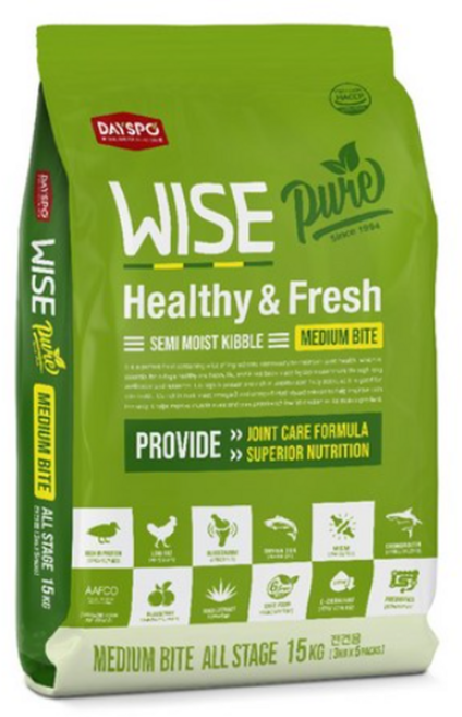 데이스포 전연령 강아지 와이즈 퓨어 미디움 소프트사료, 오리, 15kg, 1개
