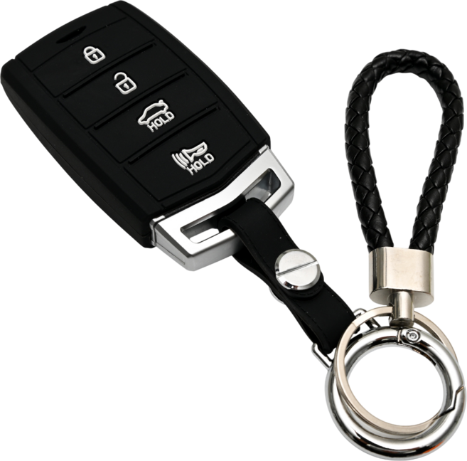 현대 G90 G80 EQ900 G70 호환 실리콘 + 꽈배기 스트랩 차키 케이스, 4버튼_S46_SS1_꽈배기, 블랙