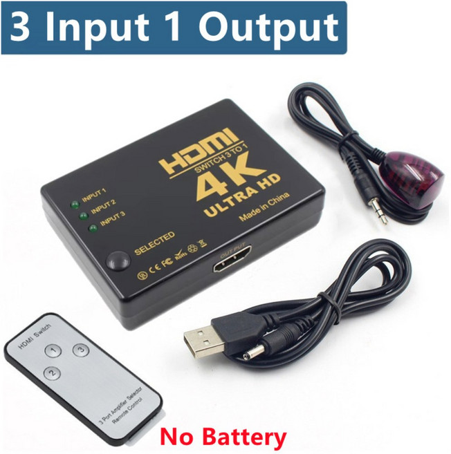 HDMI 스위치 HD 4K 비디오 스위처 IR 리모컨 포함 Xbox PS4 DVD HDTV PC 노트북 TV용 5 입력 출력 5x, 3 In t 1 Out t