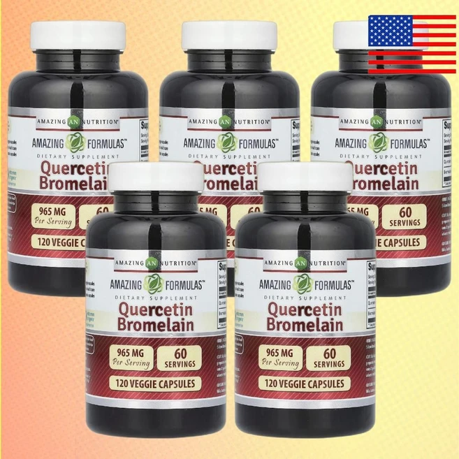 어메이징 뉴트리션 퀘세틴 쿼세틴 브로멜라인 베지 캡슐 120정 Quercetin 5통 - 쿠팡