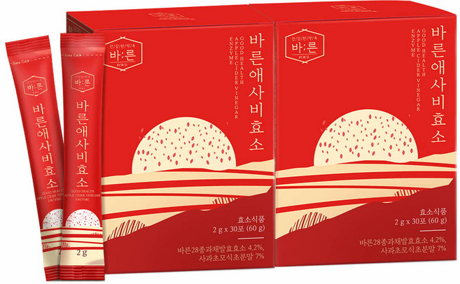 바른 애사비효소 애플사이다비니거 브로멜라인, 2박스, 30회분