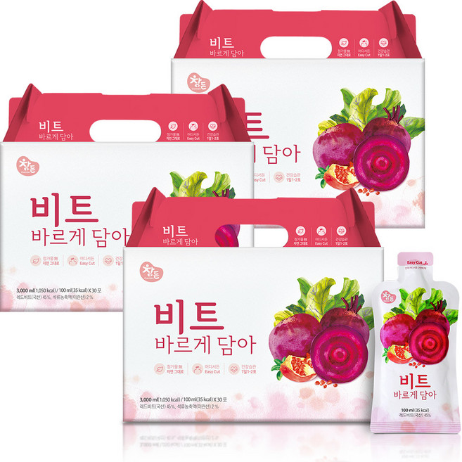 참든 비트즙 레드비트즙 국내산 비트 비트 바르게 담아 100ml, 90개