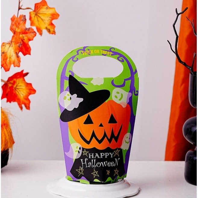 할로윈 호박마녀 캔디상자 예쁜 손잡이 종이 파티 친구선물 구디백 포장 단체, 20매