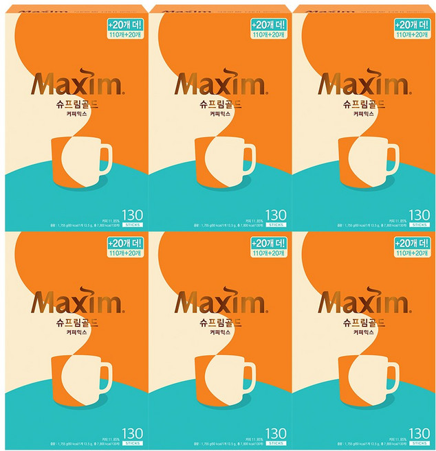 맥심 슈프림골드 커피믹스, 13.5g, 130개입, 6개