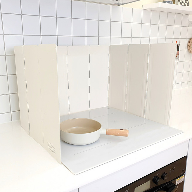 클렌렌지가드 접이식 가스렌지가림막 10P 아이보리+보관파우치, 1개