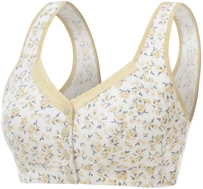 여성 노와이어 빅사이즈 꽃무늬 앞후크 브라