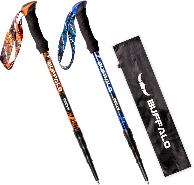 버팔로 4단 초경량 등산스틱 7075 2개1세트, 레드, 1세트