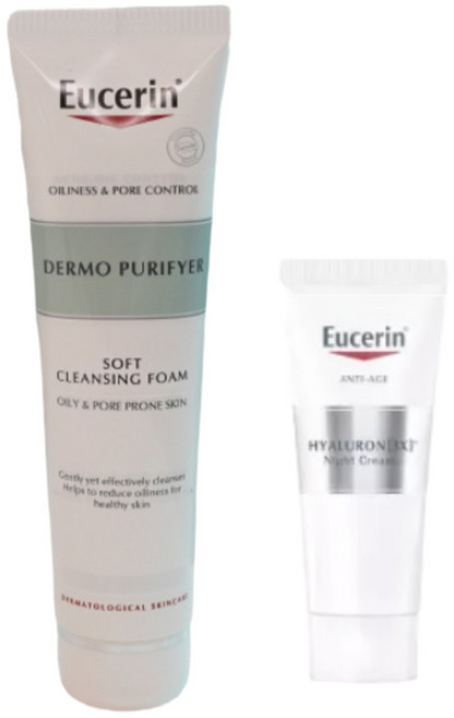 유세린 더모 퓨리파이어 폼 클렌저 150g + 하이알루론 나이트 크림 7ml, 1