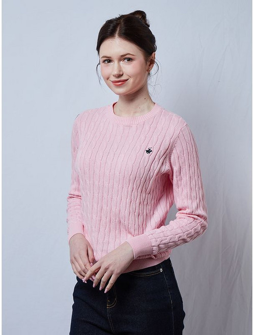 비버리힐스폴로클럽 여성 케이블 라운드넥 니트 TS410