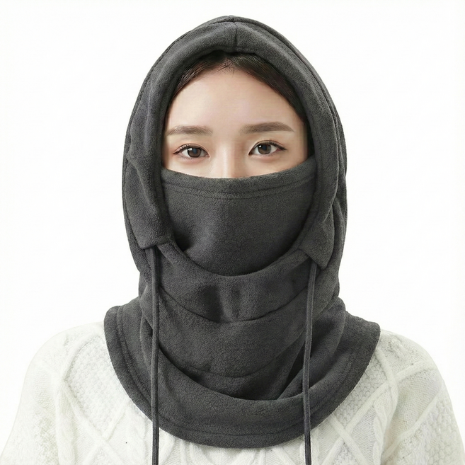 에크나 기모 후드 넥워머 바라클라바 후리스, 1개, 차콜 그레이