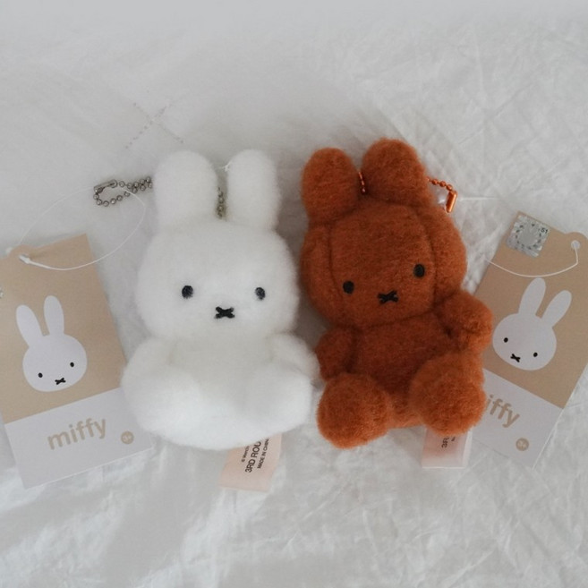 크리미 미피 토끼 인형 키링 11cm 정품 MIFFY 양모 귀여운 동물 가방 고리 백팩 꾸미기 백참 백꾸