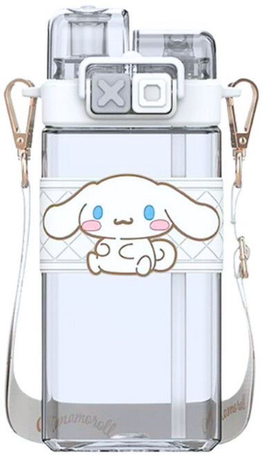 산리오 정품 아트박스 더블캡 사각 롱 빨대 물병 반반물통 초등학생 생일 선물 시나모롤 한교동 포차코 마이멜로디 쿠로미, 520ml, 1개