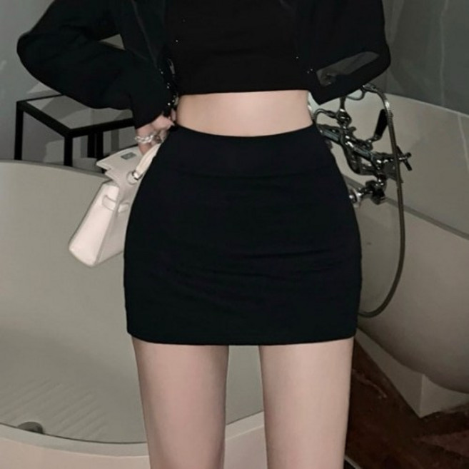 안녕릴리 여성 라인 섹시 미니 하이웨스트 스커트