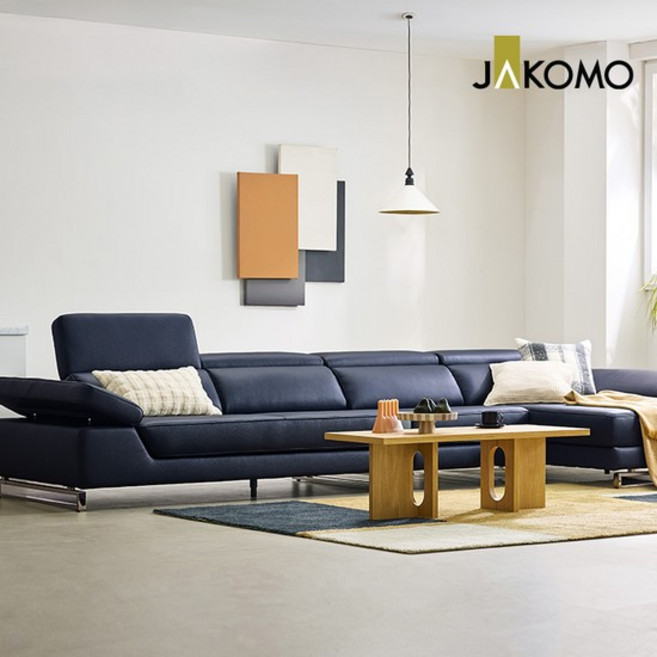 모리슨 6인 카우치형 기능성 슈렁큰 천연면피 소가죽 소파, 카멜/좌형